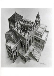 Escher Postcard Illusion Ascending Descending Stair