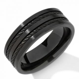 115 823 men s black stainless steel 2 row cable 2mm band ring note