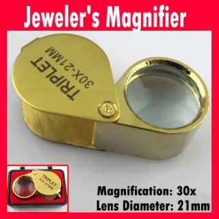 Gold Jeweler Eye Loupe Loop Magnifying Magnifier 30x21mm