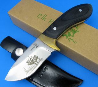 Elk Ridge Knives Fixed Blade Hunting Skinner Knife Black Wood Handle