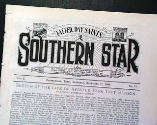 RARE Mormons Latter Day Saints 1900 Chattanooga TN Tennessee Southern