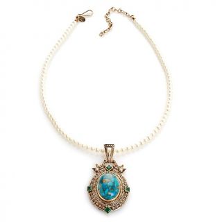 Nicky Butler 1.20ct Turquoise and Multigem Bronze Oval Pendant with 17