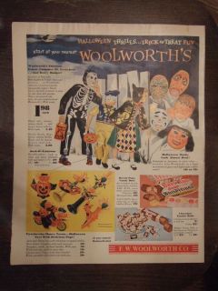 1950s Vintage F.W. Woolworth Co Halloween Ad E. Rosen Plastic Candy