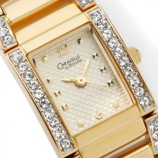 Caravelle Bulova Ladies Goldtone Rectangular Case Bracelet Watch at