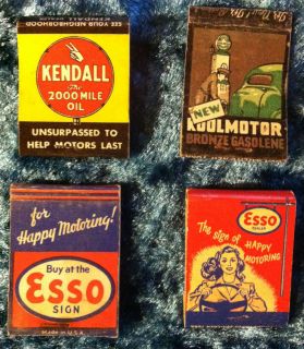 Vintage Early Matchbook Covers Gas Oil Esso Koolmotor Kendall