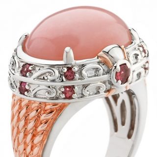 Victoria Wieck Pink Opal and Tourmaline Sterling Silver Cabochon Ring