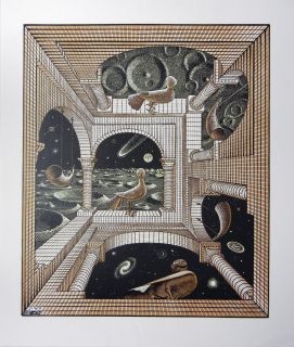 Escher Other World Lithograph Signed in Plate 1947