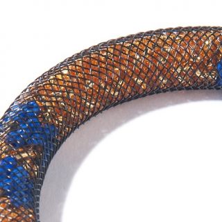 Murano by Manuela Goldtone Blue Glass Bead Mesh Bracelet