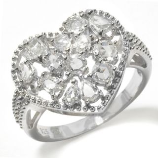 72ct Rose Cut Diamond Sterling Silver Heart Ring