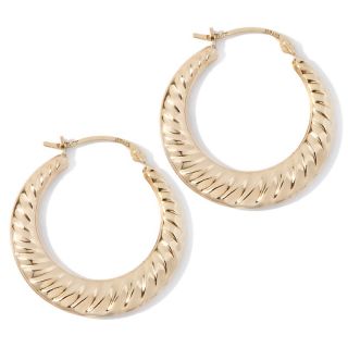 146 824 14k yellow gold scallop textured round hoop earrings rating 1