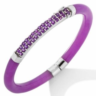 147 916 sterling silver lavender jade and amethyst hinged bangle