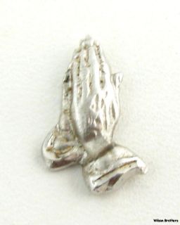  Hands Tie Tac Pin   Sterling Silver Religious Faith Estate 925 Mens