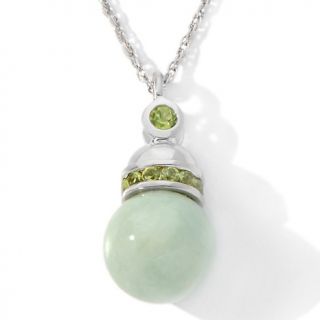 159 799 green jade bead and peridot sterling silver pendant with 18
