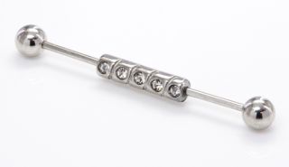  Surgical GEMMED 16g 1 3/8 Industrial bar Ear Barbell Piercing Jewelry