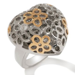 151 871 stately steel stately steel 2 tone filigree puffed heart ring