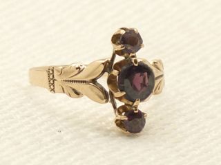 Estate Antique Victorian 10K Rose Gold Garnet Ring Vintage Find