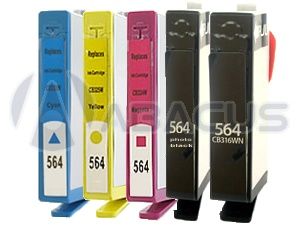 5pk Reman Ink for HP 564 PhotoSmart eStation e All in One C510a/Plus