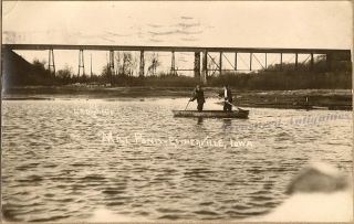 1910 Estherville Iowa Mill Pond Bridge Photo Postcard