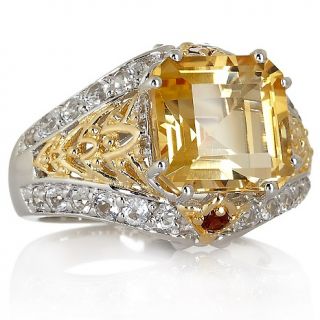 168 716 victoria wieck 4 34ct citrine and gem 2 tone octagonal ring