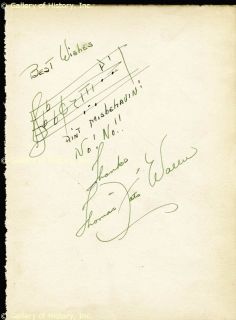 Fats Thomas Waller Autograph Musical Quotation Signed