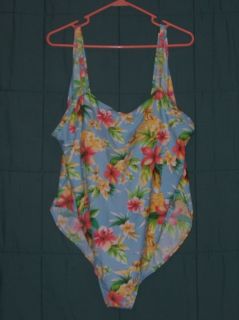 BEACH CABANA Womens PLUS Colorful Floral 1 Piece Bathing Swim Suit Sz