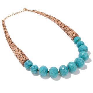 167 140 r j graziano wood and faceted bead goldtone 24 1 4 necklace