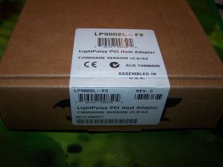 New in Box EMULEX LIGHTPULSE LP9002L F2 64 BIT 1 CHAN 2GB FIBRE PCI