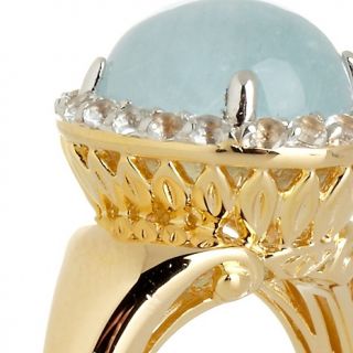 Victoria Wieck Milky Aquamarine Cabochon and White Topaz Frame Ring at