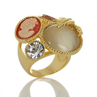 209 201 amedeo nyc cameo and multigemstone leaf goldtone ring rating 3