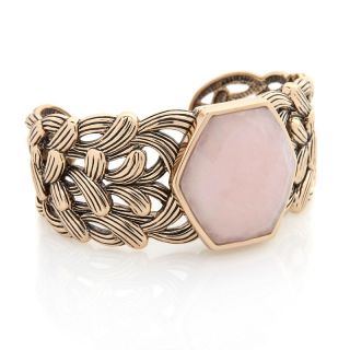 190 219 studio barse rose quartz bronze braided cuff bracelet rating 7