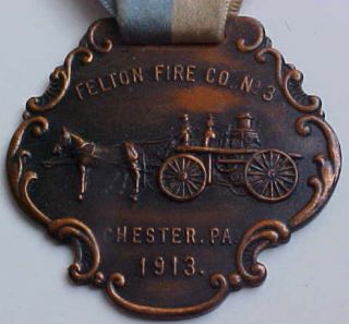 1913 Felton Fire Co 3 Chester Pa Convention Medal