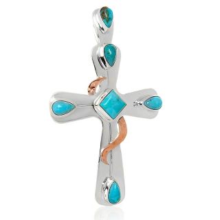 Jay King Kingman Turquoise Sterling Silver and Copper Pendant