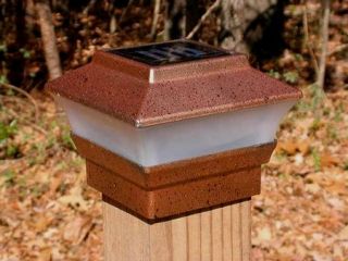 PK Copper Solar 4x4 Fence Post Cap Deck Mount Light Wood PVC Vinyl