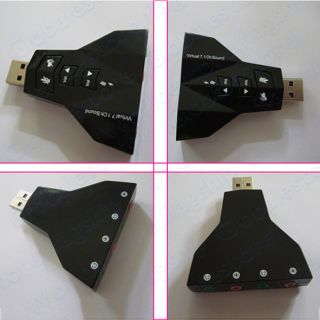 External USB Sound Card Adapter Double Headset Microphone Virtual 7 1