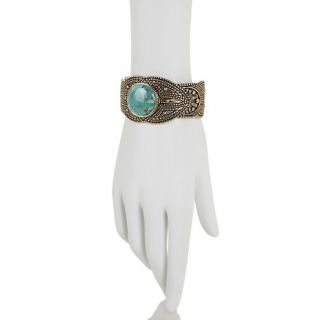 Studio Barse Turquoise Bronze Wide Cuff Bracelet
