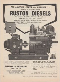 Vintage 1959 Ruston Diesel Engines Advertisement Stationary Motor