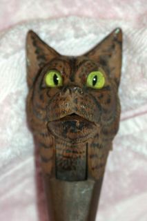 Antique Handcarved Black Forest German? Cat Wildcat Wooden Nutcracker