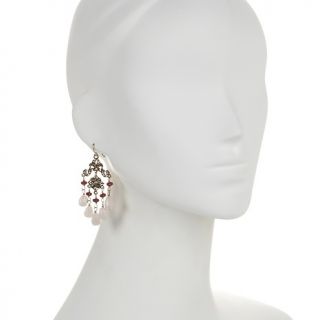 Studio Barse Rose and Raspberry Quartz Bronze Chandelier Earrings at