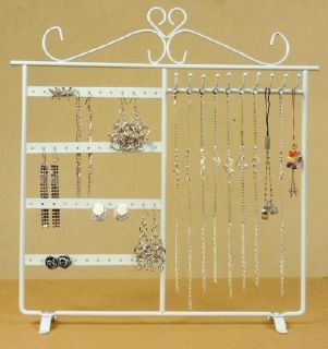 White Metal Earring Display Jewelry Stand Holder Rack Necklace