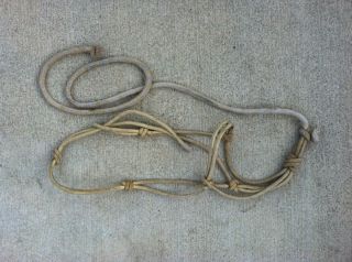Used Horse Size Rope Halter Tan with 5 Lead Rope