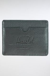 HERSCHEL SUPPLY The Charlie Leather Wallet in Black Pebble Leather