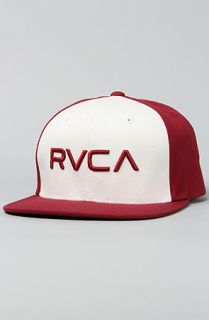 RVCA The RVCA Twill Snapback Cap in Red Grease Vintage White