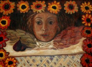 Juan Torres Oil Painting Cherub with Flowers and Figs