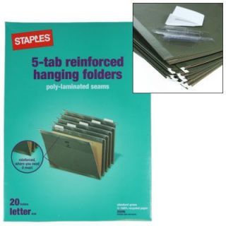 20 Staples 5 Tab Hanging File Folders Choose Letter or Legal Size
