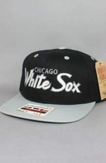 123SNAPBACKS Chicago White Sox Snapback HatScriptBlkGry  Karmaloop