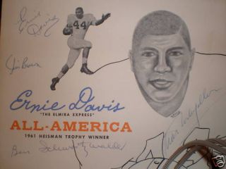 Ernie Davis Jim Brown Ben Swartzenwalder Autographed