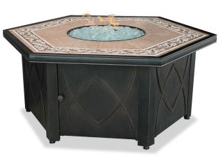  Outdoor Fire Pit Table Decorative Tile Mantel White Fire Glass