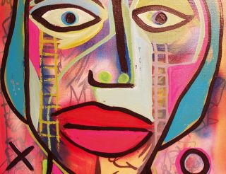 Original Abstract Face Art Painting by Raeart Defaced