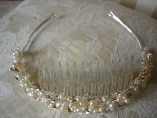 Davids Bridal Pearl Crystal Tiara $150 NIP