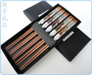 Set of 5 Pairs Classic Design Bamboo Chopsticks 123